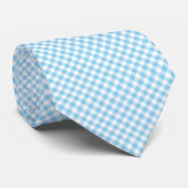 Baby Blauw en Wit Medium Diagonal Gingham Checks Stropdas (Opgerold)