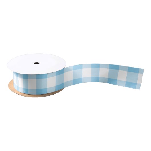 Baby Blauw en Wit Medium Gingham Checks Lint (Spoel)