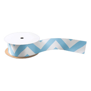 Baby Blauw en Wit Medium Horiz. Chevron Ribbon Lint