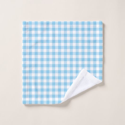 Baby Blauw en Wit Medium Size Gingham Checks Bad Handdoek (Wasdoekje)