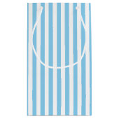 Baby Blauw en Wit Medium Size Verticale Stripes Klein Cadeauzakje (Achterkant)