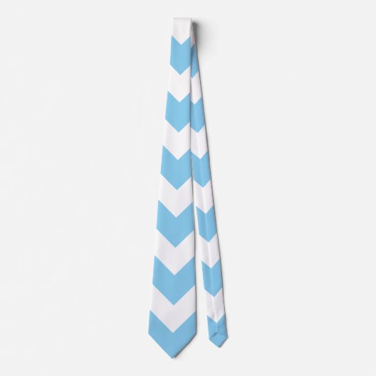Baby Blauw en Wit Reuzenmaat Chevron Stropdas (Voorkant)