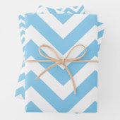 Baby Blauw en Wit Verschillende Maten Chevron Inpakpapier Vel (In situ)