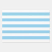 Baby Blauw en Wit Verschillende Maten Horiz. Strip Inpakpapier Vel (Voorkant)