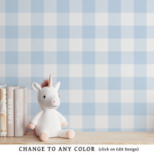Baby Blauw Gingham Patroon Kwekerij Wallpaper Behang