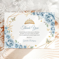 Baby Blauw Goud Bloemen Quinceanera