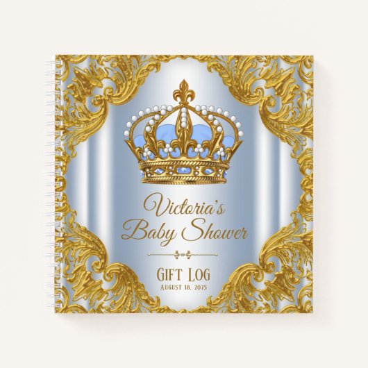 Baby Blauw Goud Prince Baby shower Gift Notitieboe Notitieboek (Voorkant)