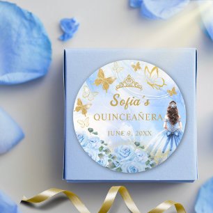Baby Blauw Jurk Prinses Glitter Quinceañera Ronde Sticker