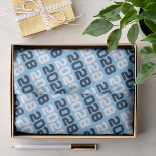 Baby Blauw & Navy Herhalende Klasse Jaar Afstudere Tissuepapier