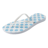 Baby blauw op Wit Groot Grootte Polka Dots Teenslippers (Schuin)