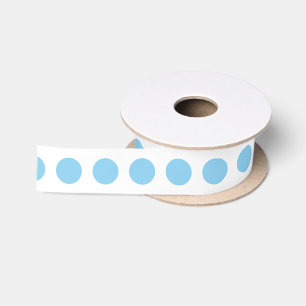 Baby Blauw op Wit Medium Horiz. Polka dots lint