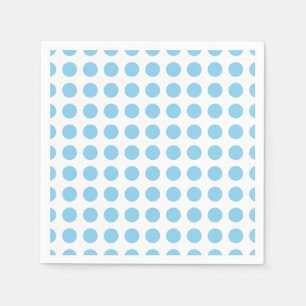 Baby Blauw op Witte Grote Horiz. Polka dots papier Servet