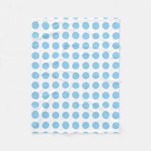 Baby Blauw op Witte Grote Horizontale Polka Dots Fleece Deken