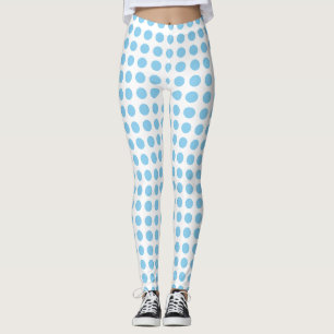 Baby Blauw op Witte Middelgrote Grootte Horiz. Pol Leggings