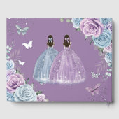 Baby Blauw Paarse Lila Floral Twins Quinceañera Gastenboek (Achterkant)