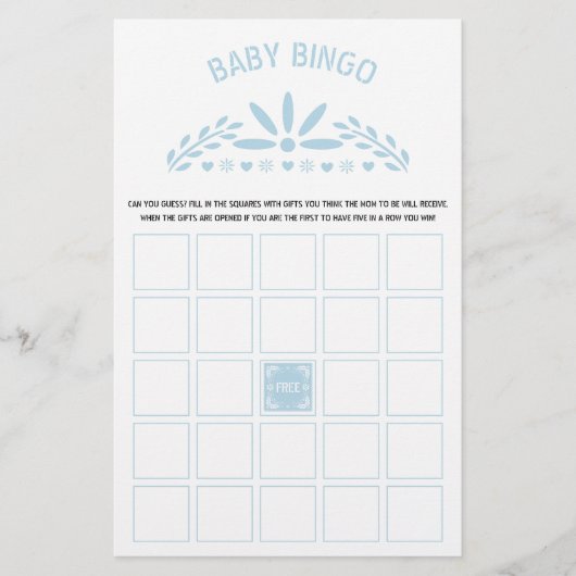 Baby blauw Papel Picado Baby Boy Shower Bingo spel Flyer (Voorkant)