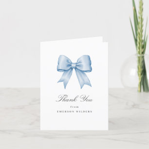Baby Blauw  Satijn Bow Dank u kaart