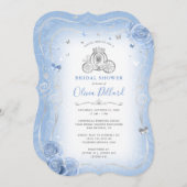 Baby Blauw Zilver Assepoester Prinses Vrijgezellen Kaart (Voorkant / Achterkant)