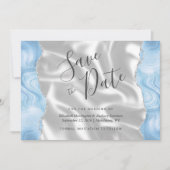 Baby Blauw Zilveren Agaat Witte Zijde Save the Dat Kaart (Voorkant)