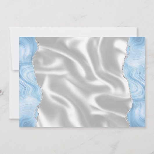 Baby Blauw Zilveren Agaat Witte Zijde Save the Dat Kaart (Achterkant)