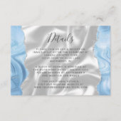 Baby Blauw Zilveren Agaat Witte Zijde Trouwdetails Informatiekaartje (Voorkant)