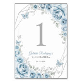 Baby Blauw Zilveren Bloemen Quinceanera Kaart (Achterkant)