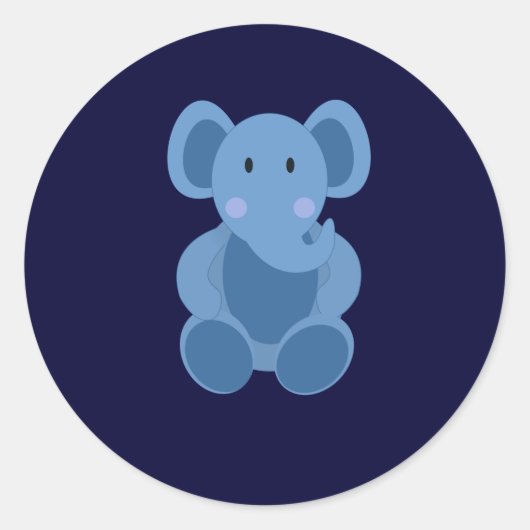 Baby: Blauwe Olifant Knuffel Sticker (Voorkant)