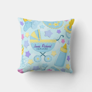 Baby Blauwe Sterren en Koets Keepsake Kussen