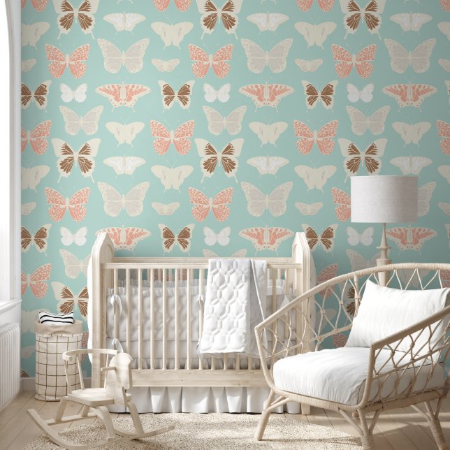 Baby Blauwe Vlinders Wallpaper Behang (Kinderen)