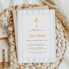 Baby Blauwe Waterverf Doop Folie Uitnodiging