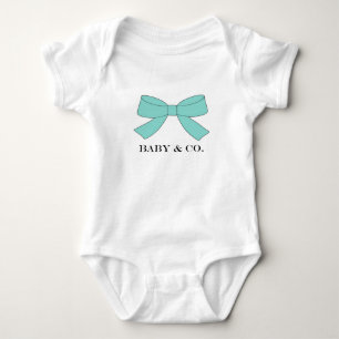 BABY Blauwgroen Blue Bow Shower Party Memento Romper