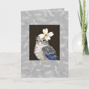 baby blauwvogel met een veer achtergrondkaart kaart