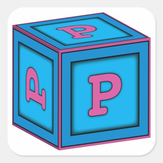 Baby Block Stickers - letter "P" (Voorkant)