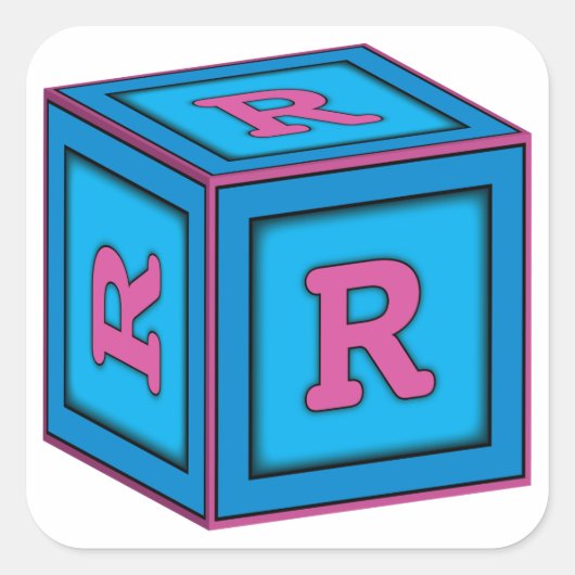 Baby Block Stickers - letter "R" (Voorkant)