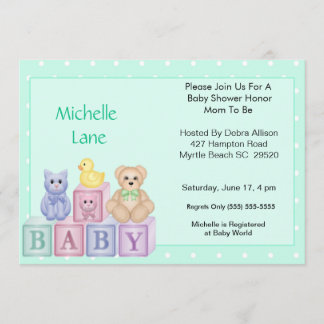 Baby Blocks Douche Uitnodiging