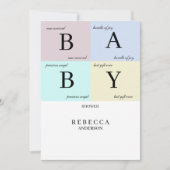Baby Blocks Pastel Baby shower Invitation (Devant)