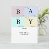 Baby Blocks Pastel Baby shower Invitation (Debout devant)