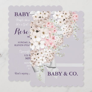 BABY bloemen & Lattice Celebrder Lavender Party Kaart