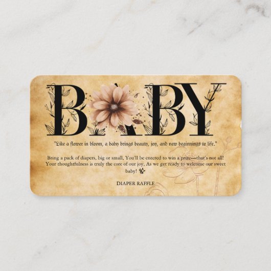 Baby- bloemmonogram Baby shower Informatiekaartje (Voorkant)