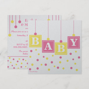 BABY Blokken Roze Gele Gele Couples Baby shower Kaart