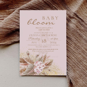 Baby Bloom Pampas Grass Roze Baby Meisje Douche Kaart