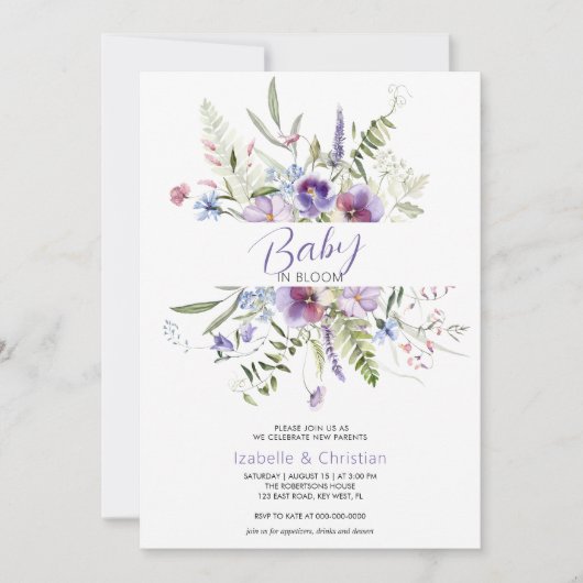 Baby Bloom Wildflowers Botanisch Rustiek Kaart (Voorkant)