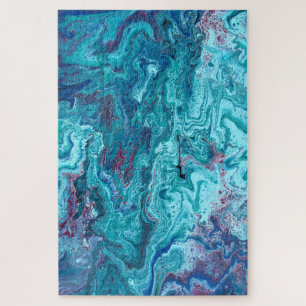 Baby Blue 2 Flowing Blue Abstracte Puzzel