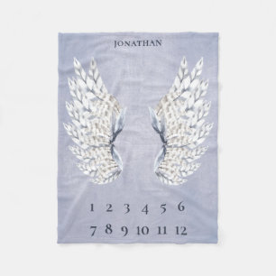 Baby Blue Angel Wings Maandelijkse mijlpaal Fleece Deken