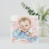 Baby Blue  Baby Boy Shower Uitnodiging (Staand voorkant)