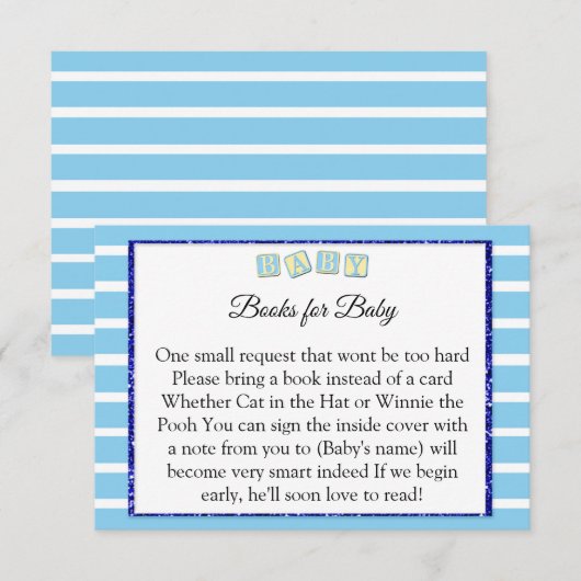 Baby Blue baby shower Books for Baby card Kaart (Voorkant / Achterkant)