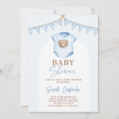 Baby Blue Baby shower Boy Uitnodiging (Voorkant)