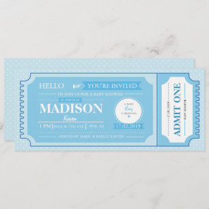 Baby Blue Baby shower Event Ticket Kaart