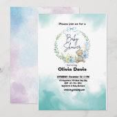 Baby Blue Baby shower Invitation Kaart (Voorkant / Achterkant)