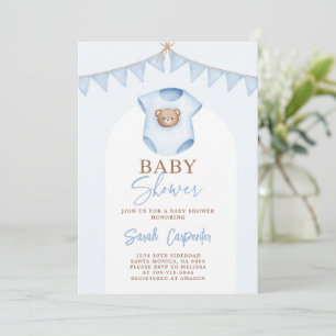 Baby Blue Baby shower vêtements garçon Invitation